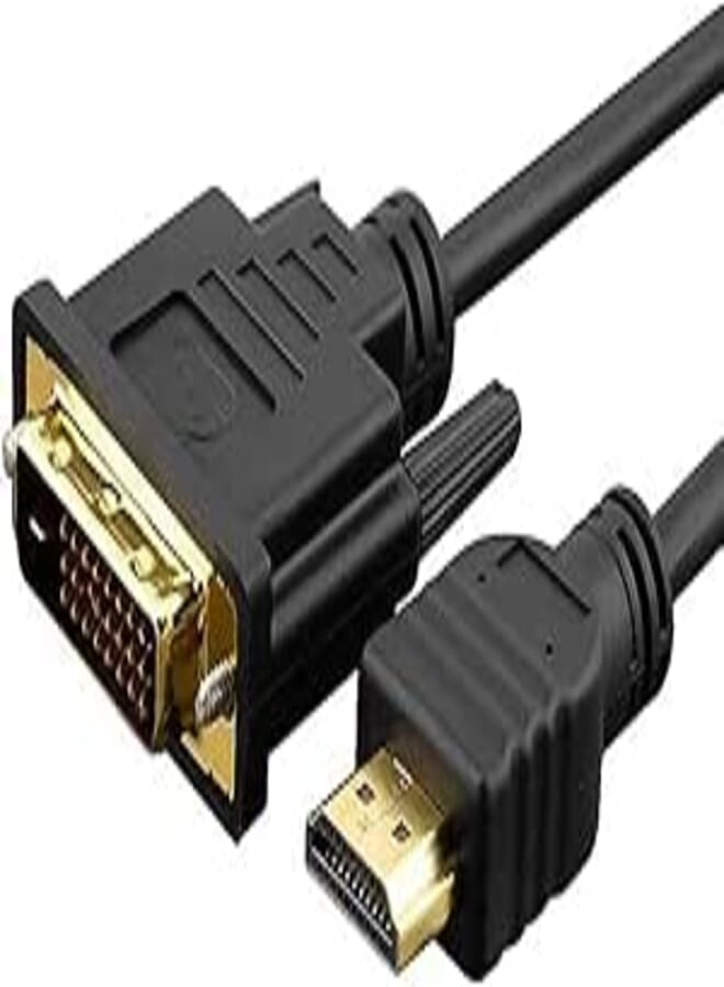 HDMI Input to DVI D 24+1 Pin Output Cable Adapter for Display, DVI-D Male to HDMI Male High Speed Support 1080P Full HD (1.5 m)